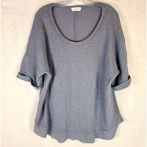 First Love Waffle Knit Oversized Top Gray Textured Cozy Boho S/M Lounge